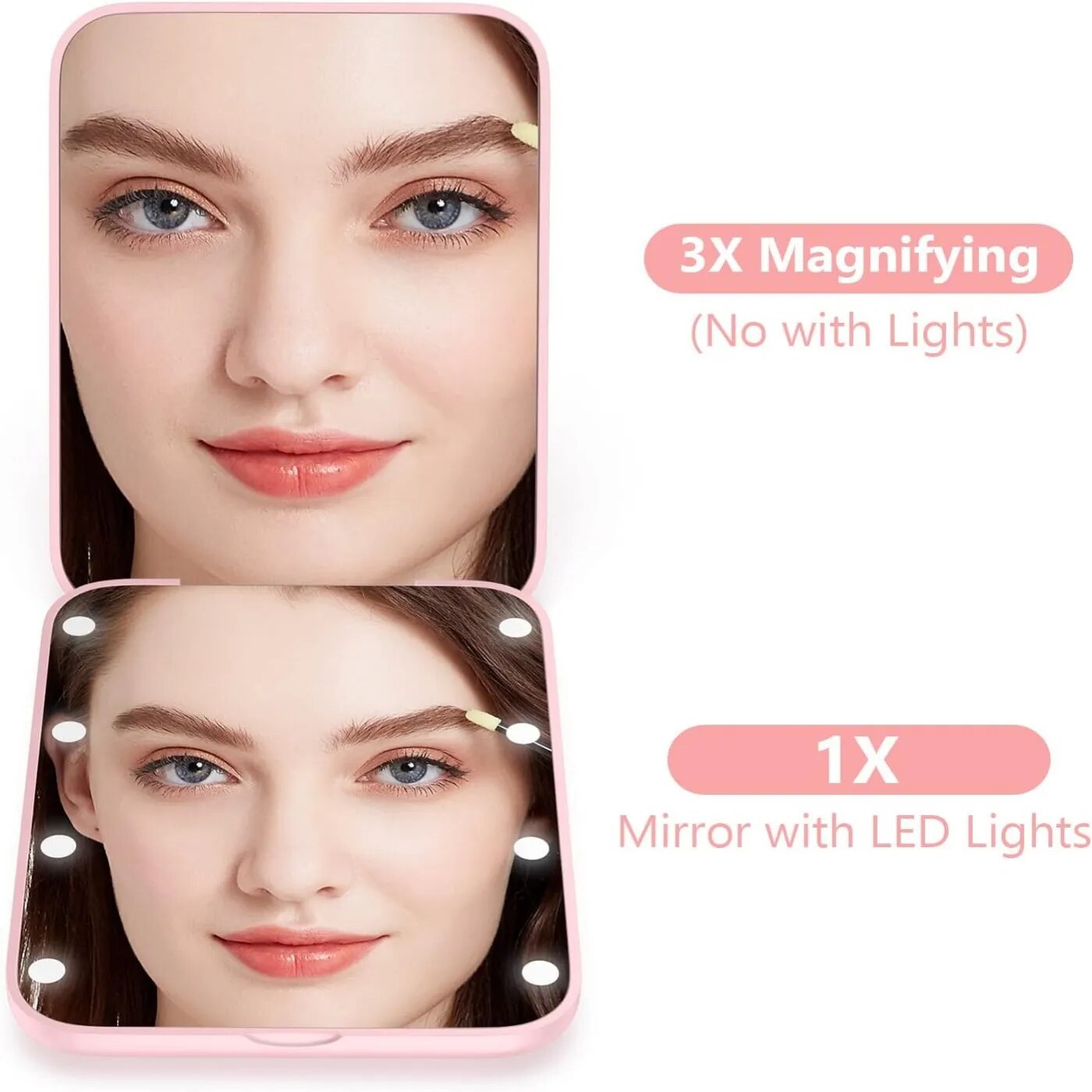 led make up pocket mirror