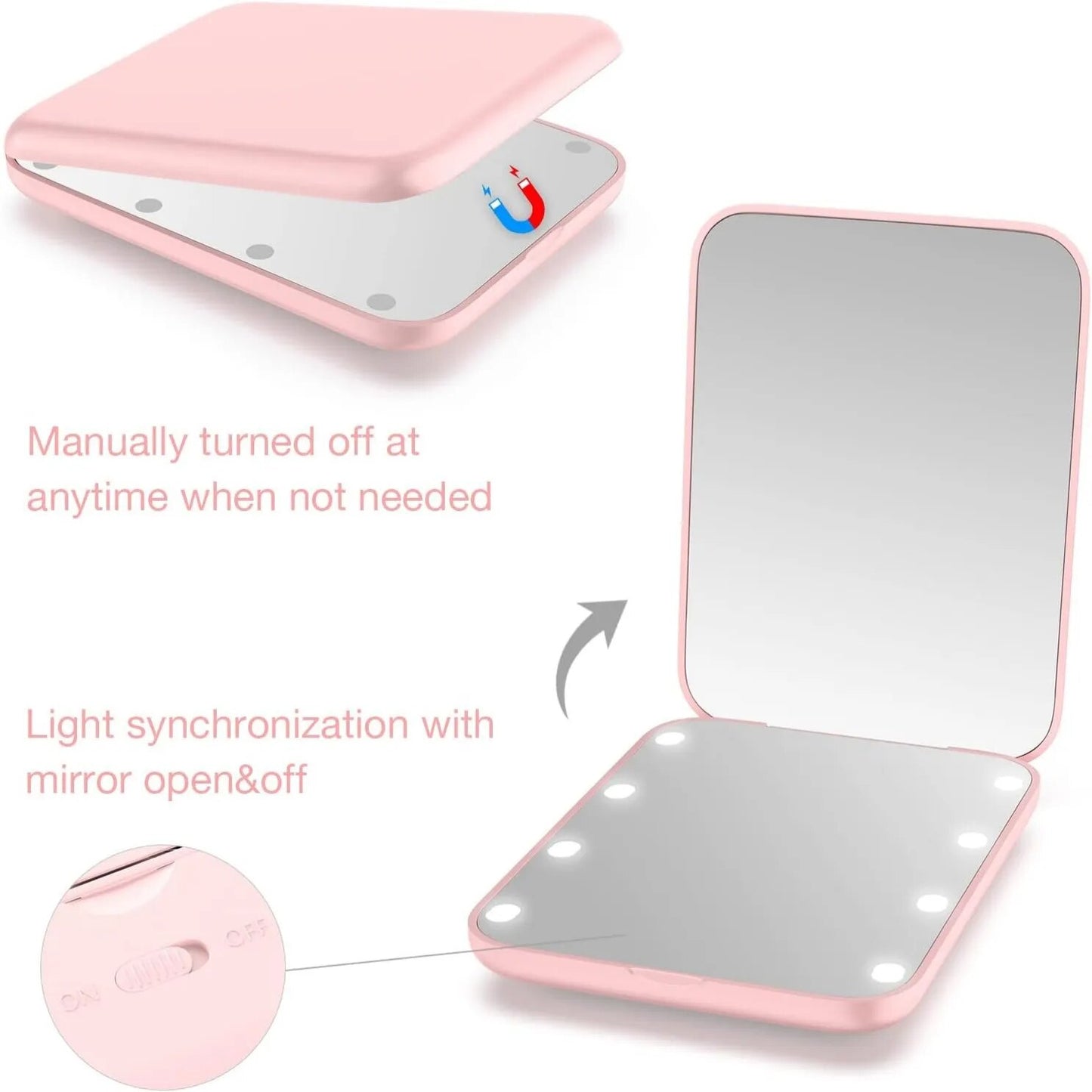 led make up pocket mirror